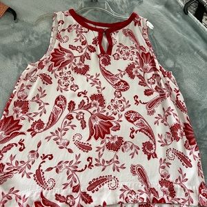 Liz Claiborne, Red & White sleeveless top. size Large